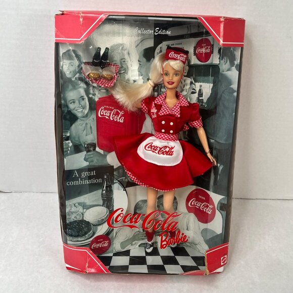Coca-Cola 1999 Barbie Collector Edition Doll In Red Gingham Dress box damaged - Picture 2 of 8
